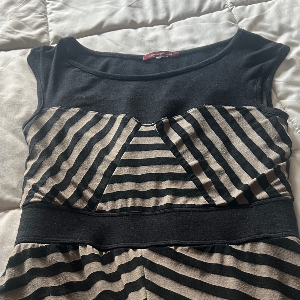 Chic Striped Black and Tan Blouse